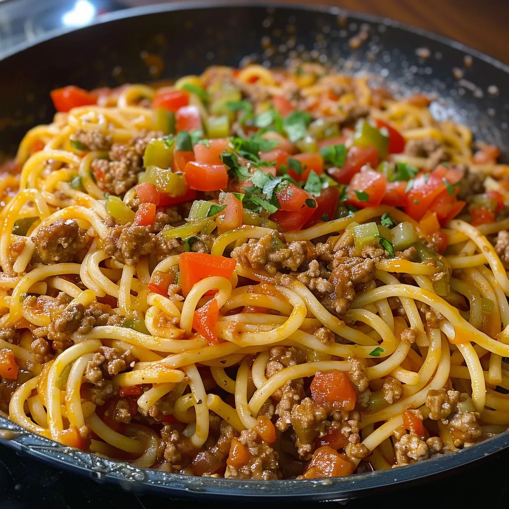 A bowl of spaghetti with meatballs and tomatoes.