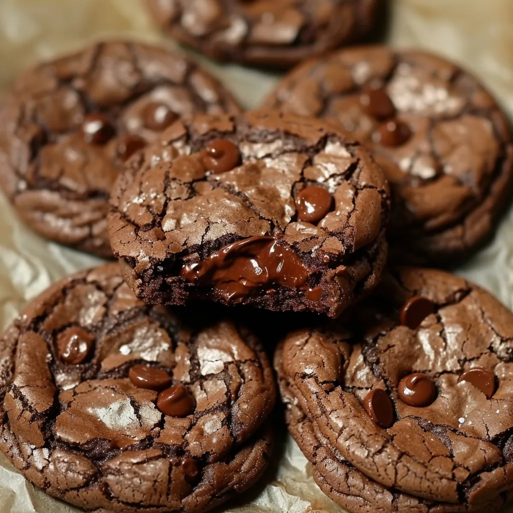 Soft chocolate cookies on a napkin.