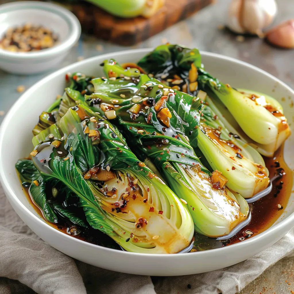 A bowl of greens with sauce.
