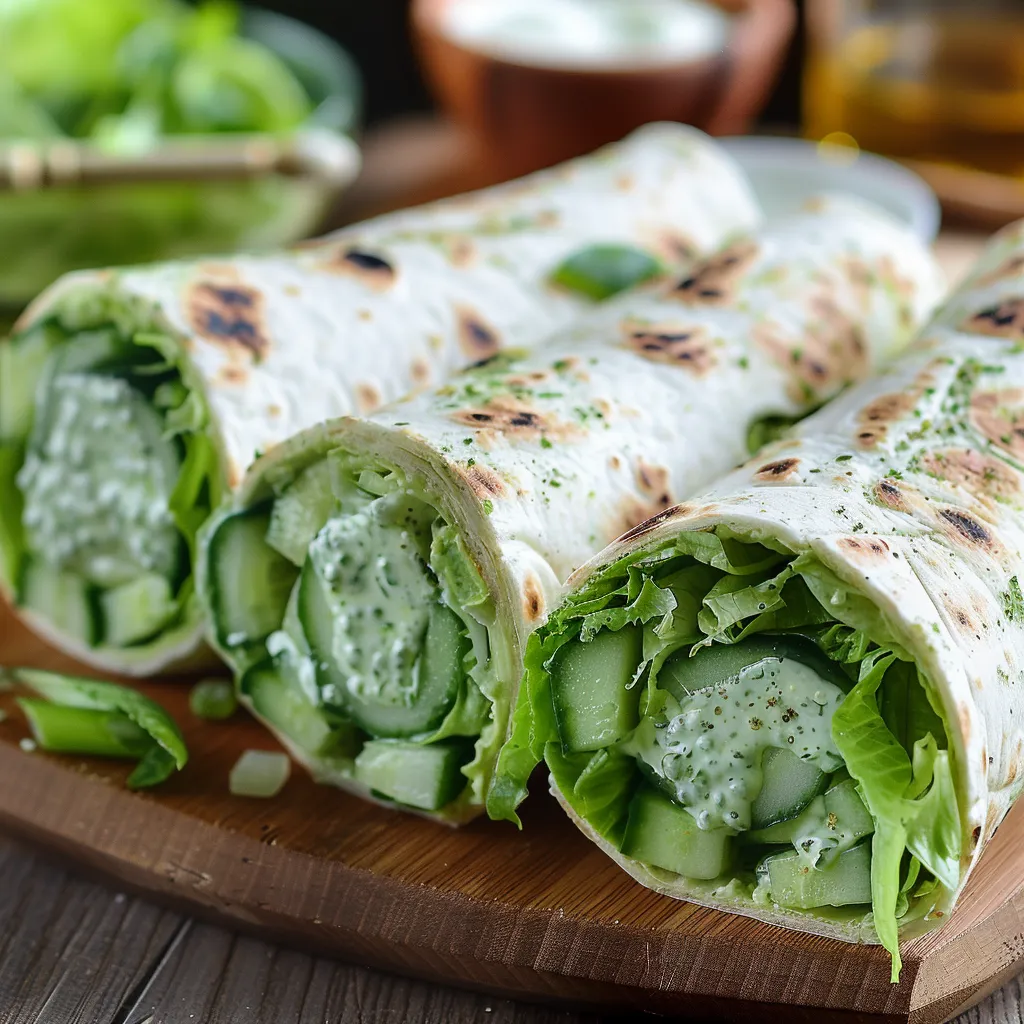 A plate of food with a wrap and a bowl of sauce.