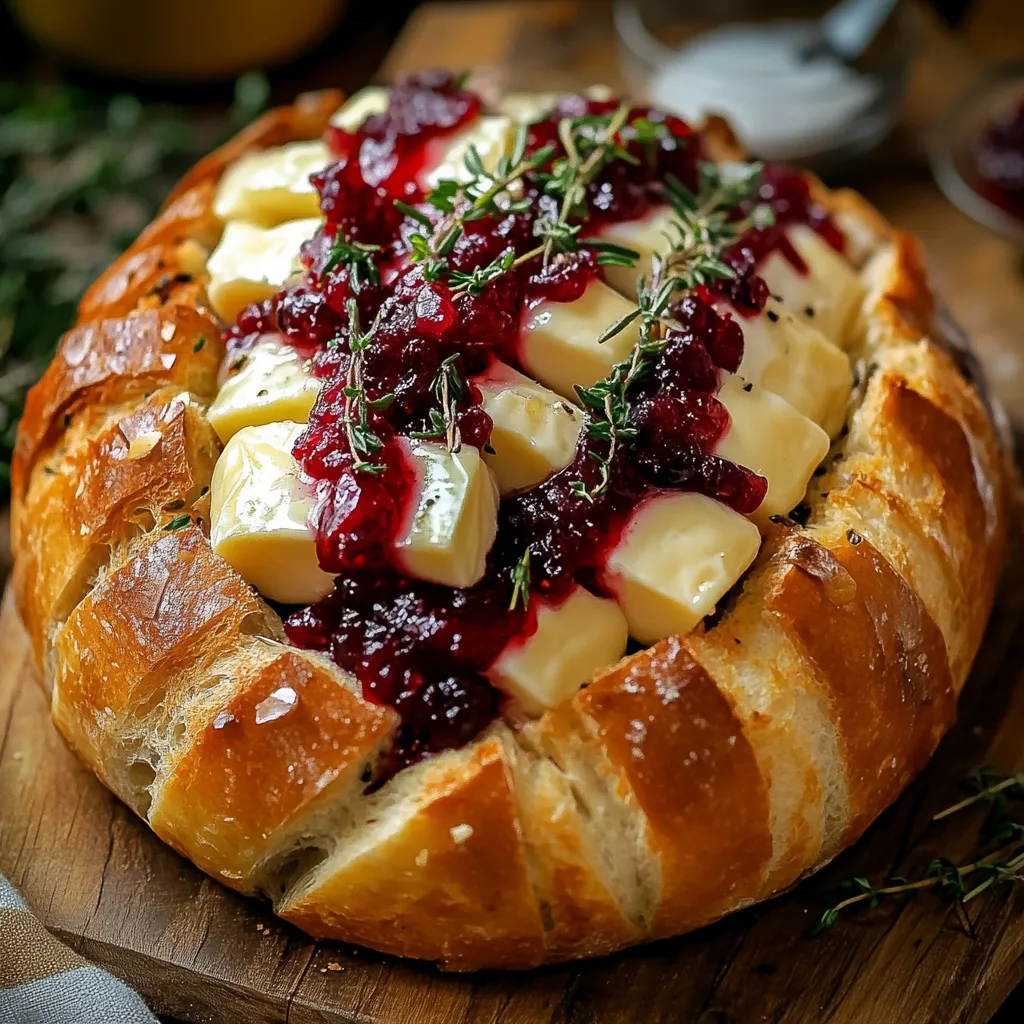 A warm loaf with melted cheese and fruit.