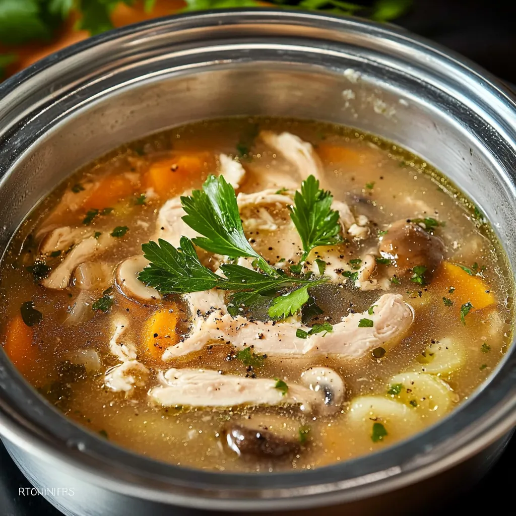 Comforting homemade soup created from leftover rotisserie chicken, seasonal vegetables, and rich savory broth