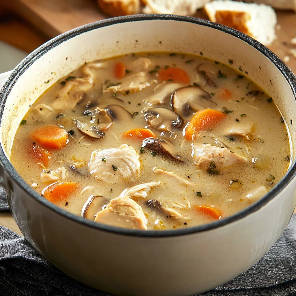 Delicious chunky soup combining tender rotisserie chicken, hearty vegetables, and homemade aromatic broth