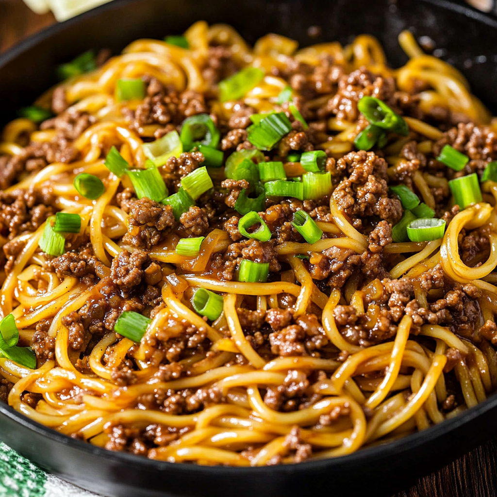 Delicious Mongolian noodles in a sweet tangy sauce, ready to eat and perfect for busy nights.