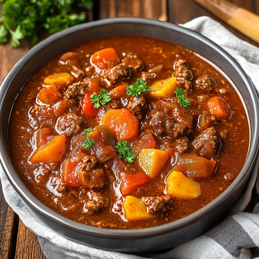 Authentic German goulash, a comforting stew perfect for cold days.