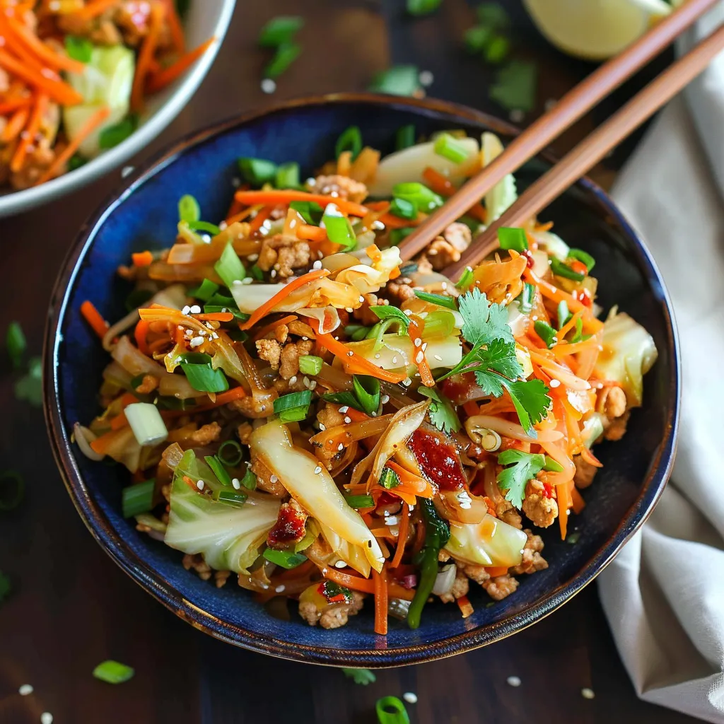 A bowl of stir-fried veggies and meat with chopsticks.