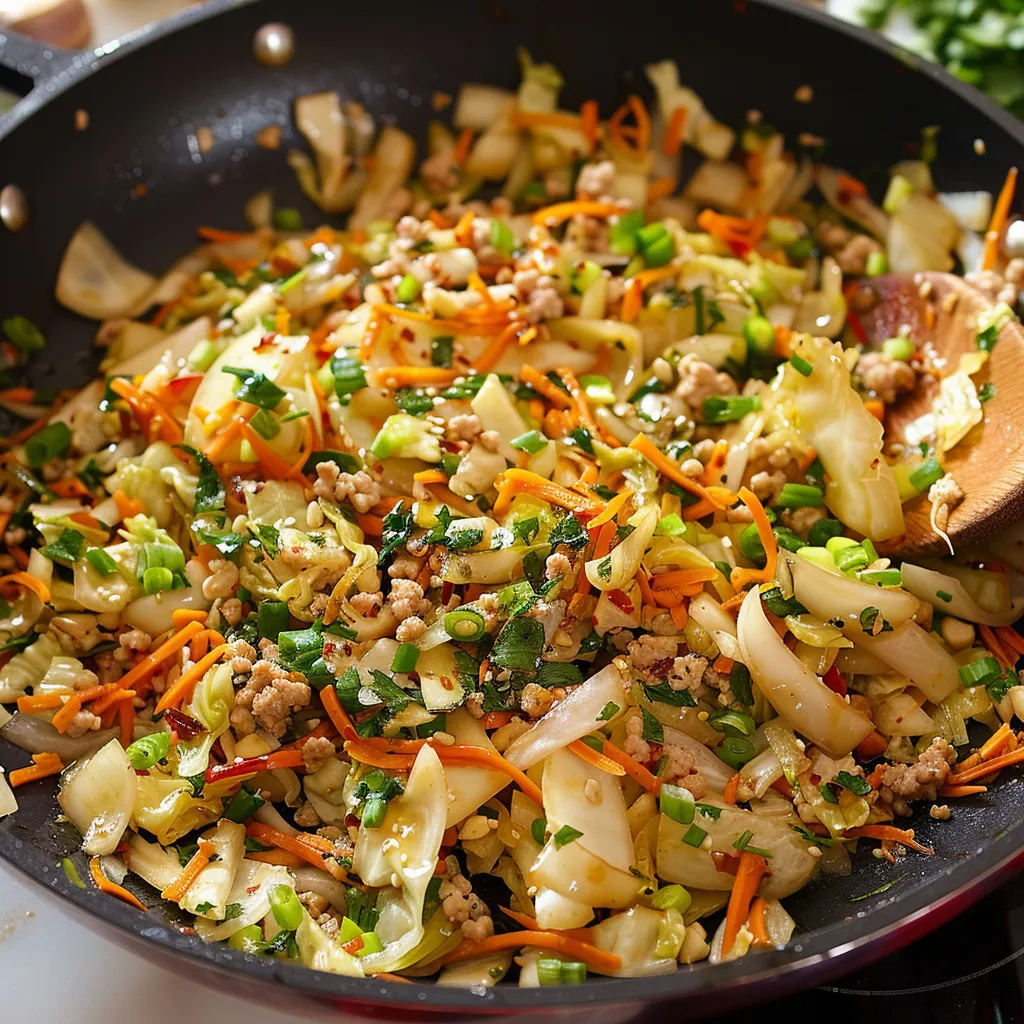 A skillet filled with freshly cooked stir-fried veggies including carrots and broccoli ready for the table.