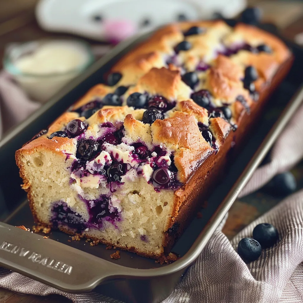 A loaf of bread with blueberries on top.