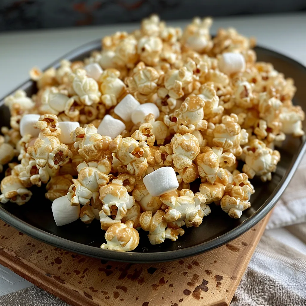 A bowl of popcorn with marshmallows on top.