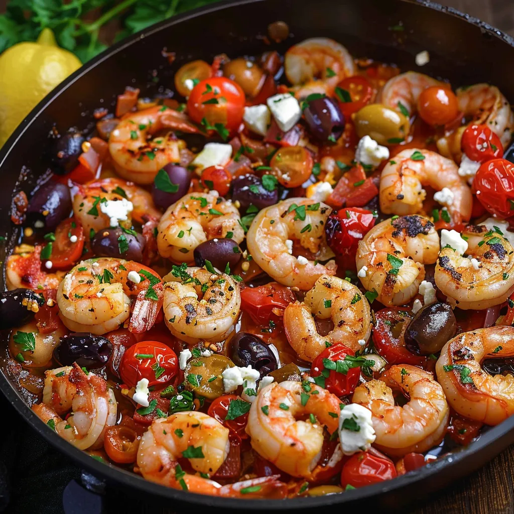 A delicious shrimp and tomato dish is cooked in a pan.