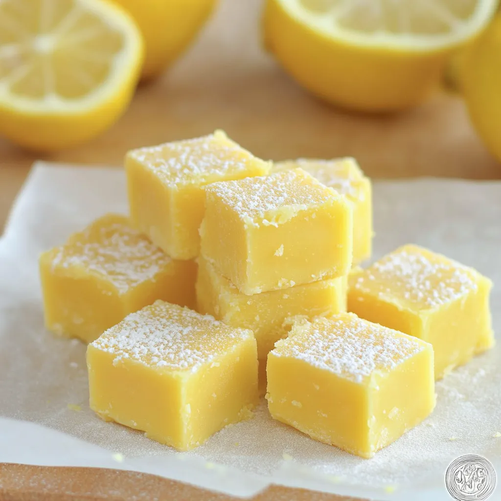 A stack of yellow lemon squares on a white paper.