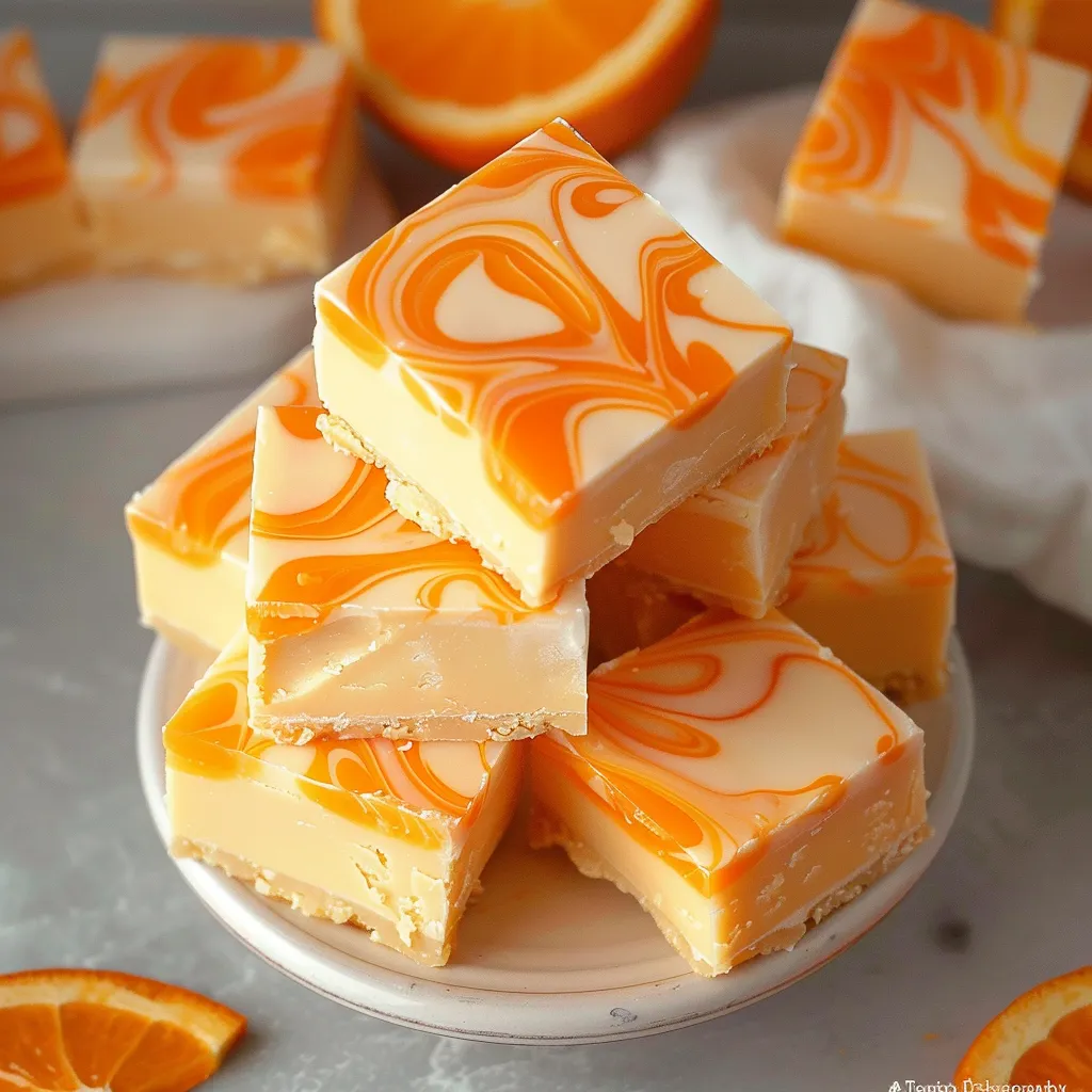 A plate of cake with orange decorations on it.