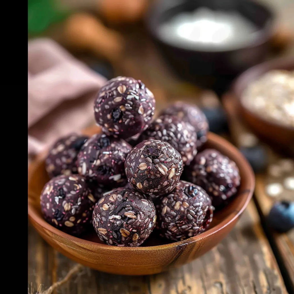 A bowl of black balls with seeds in it.