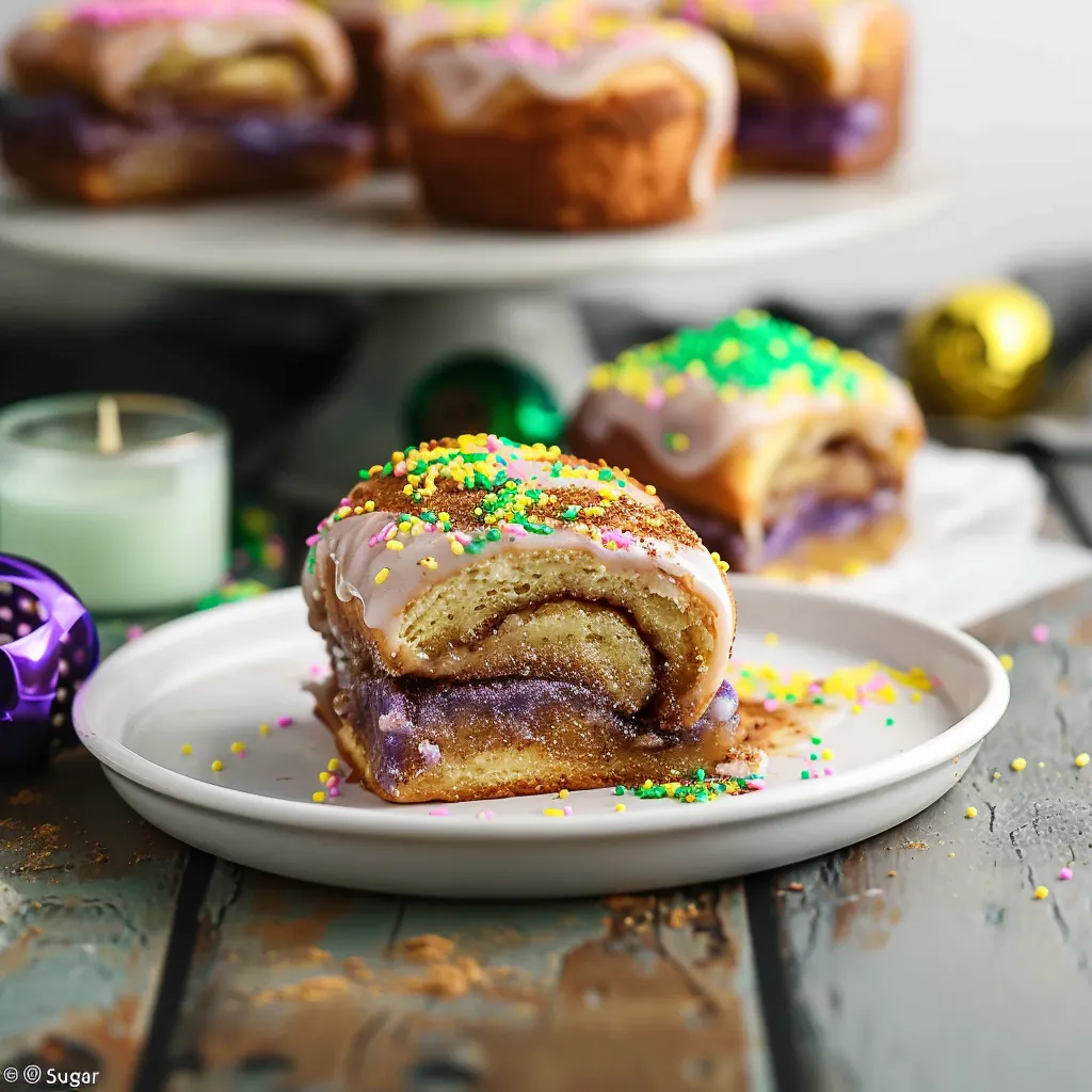 Doughnuts topped with colorful sprinkles on a plate.