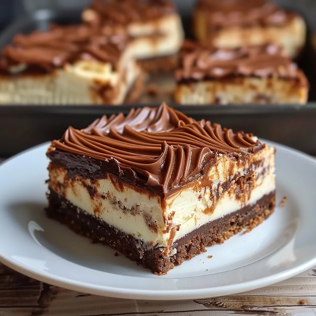 A piece of chocolate dessert topped with caramel swirls.