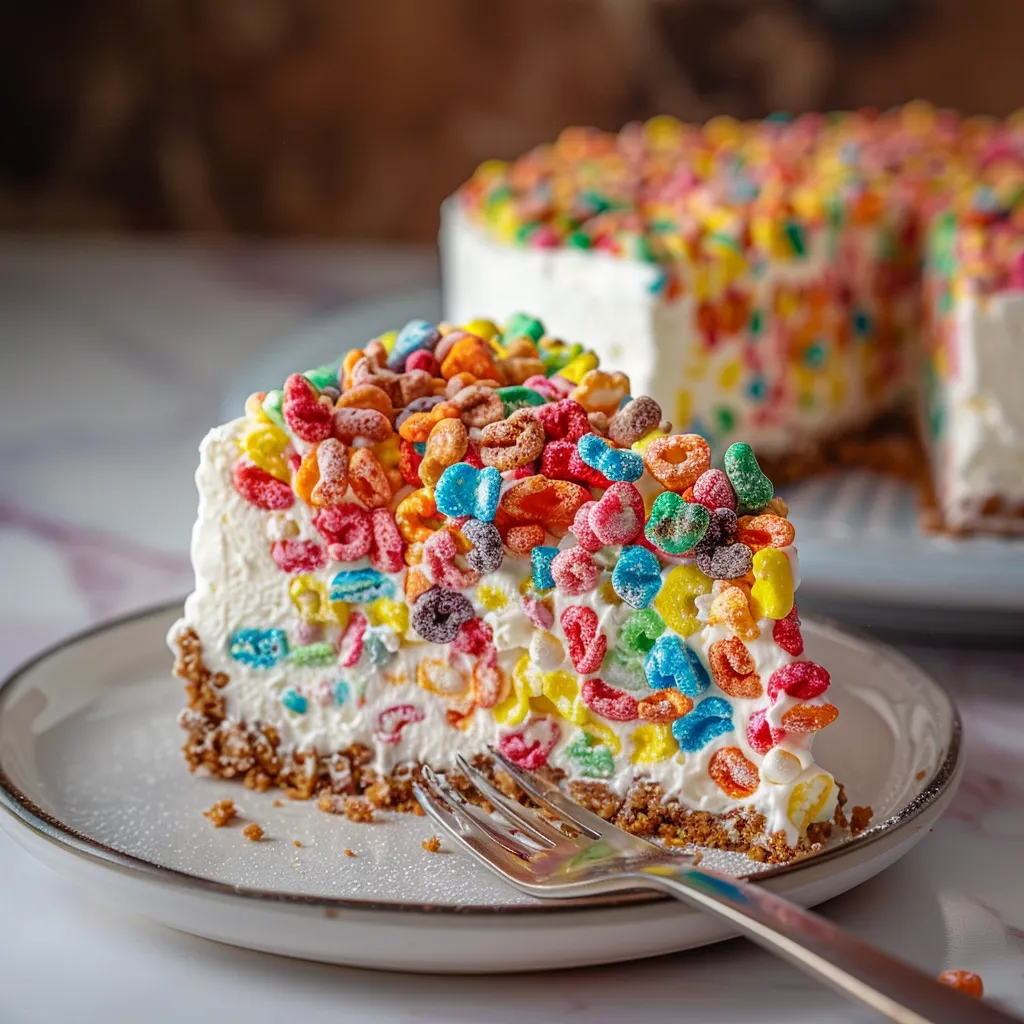A slice of cake with a fork on a plate.