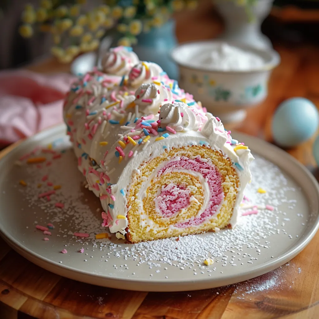 A cake with pink and white frosting.