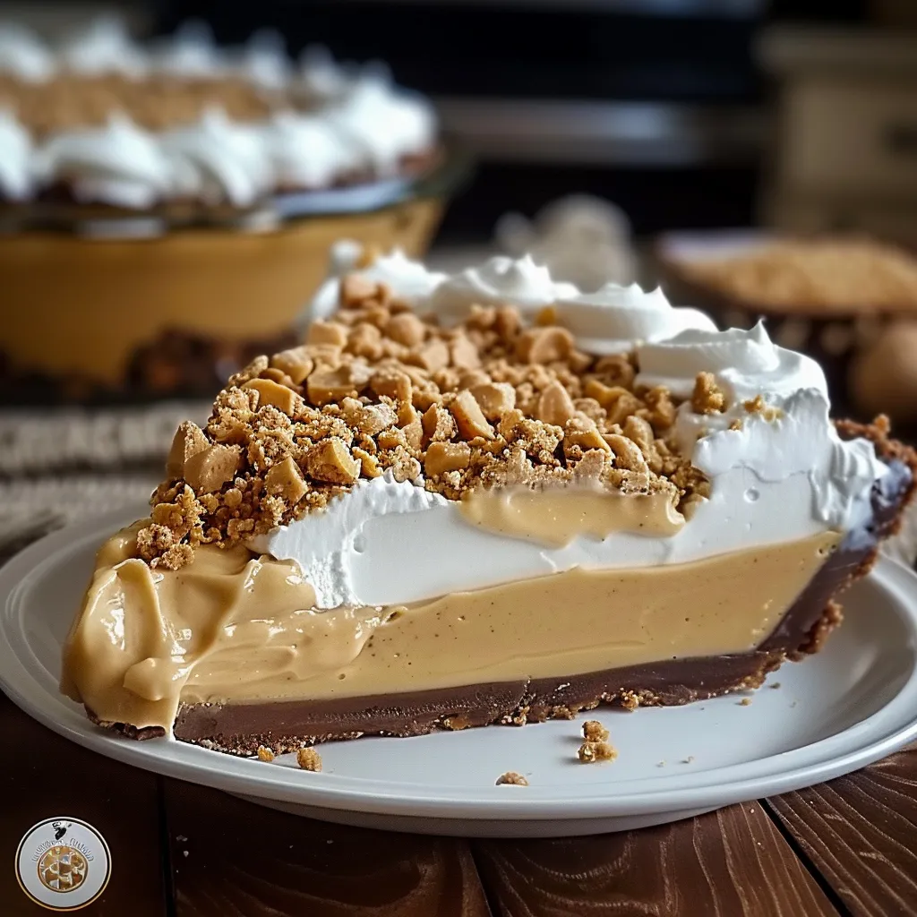A pie with a white frosting and crumb topping.