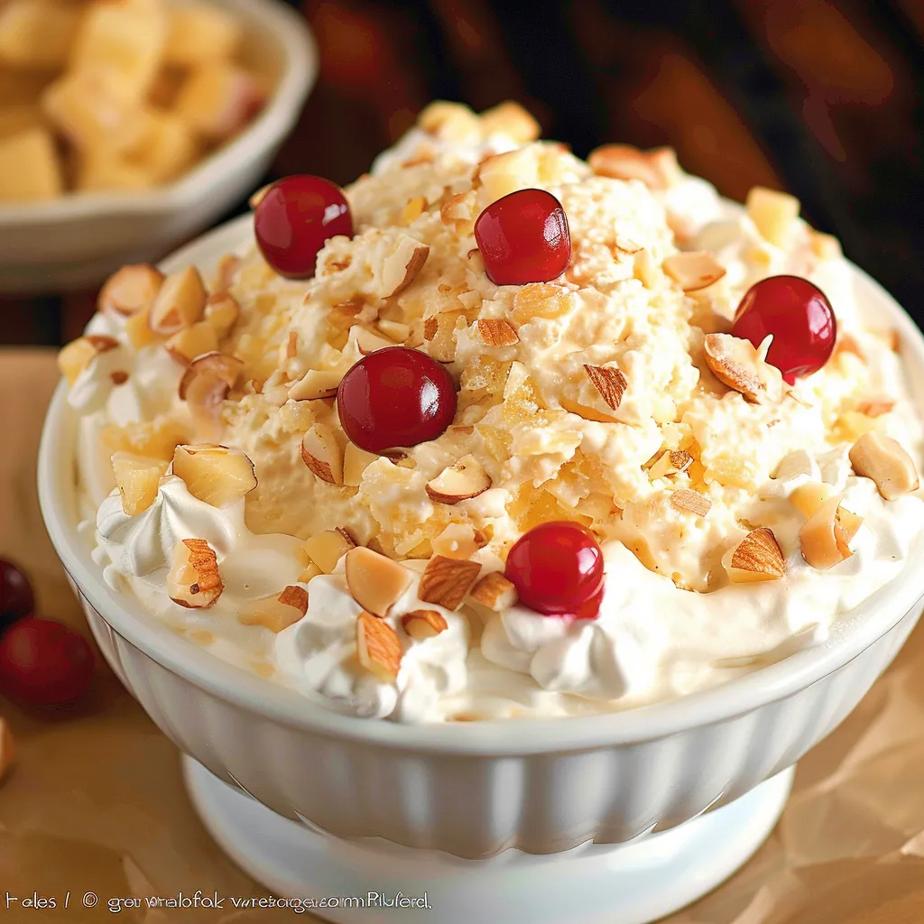 A bowl of whipped cream with cherries on top.