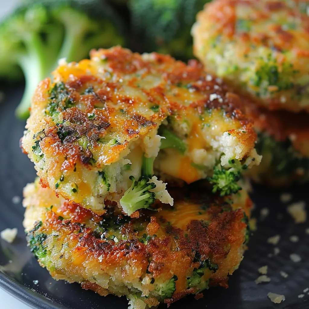 A plate of broccoli cakes.
