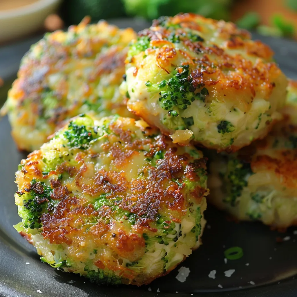 A plate of broccoli cakes.