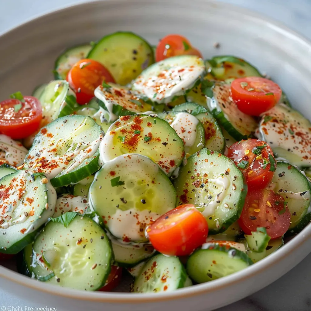 A bowl of veggies like cucumbers, tomatoes, and peppers.