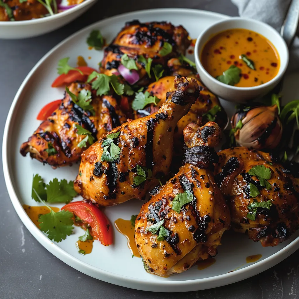 A plate of chicken with sauce.