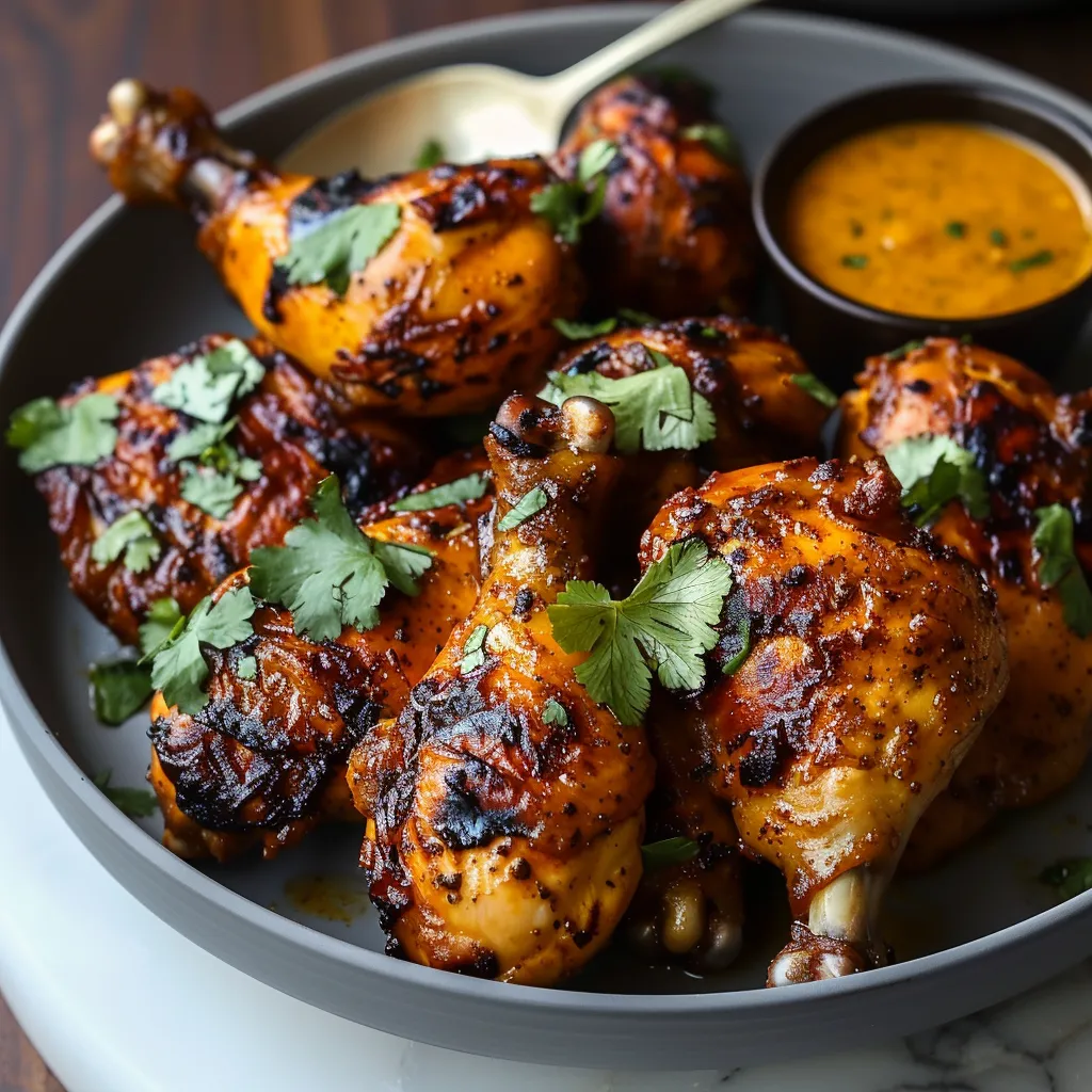 A plate of chicken with sauce.