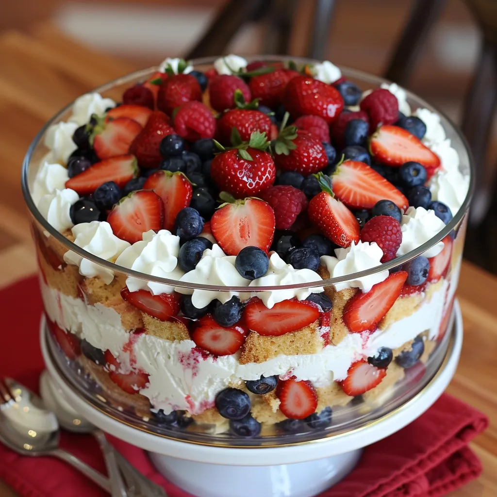 A cake with strawberries and blueberries on top.