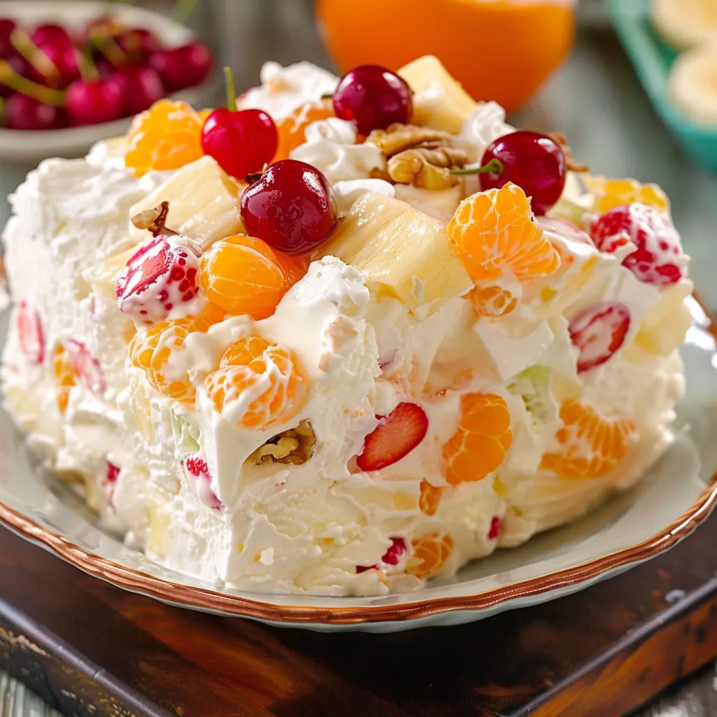 A chilled dessert topped with vibrant fruits.