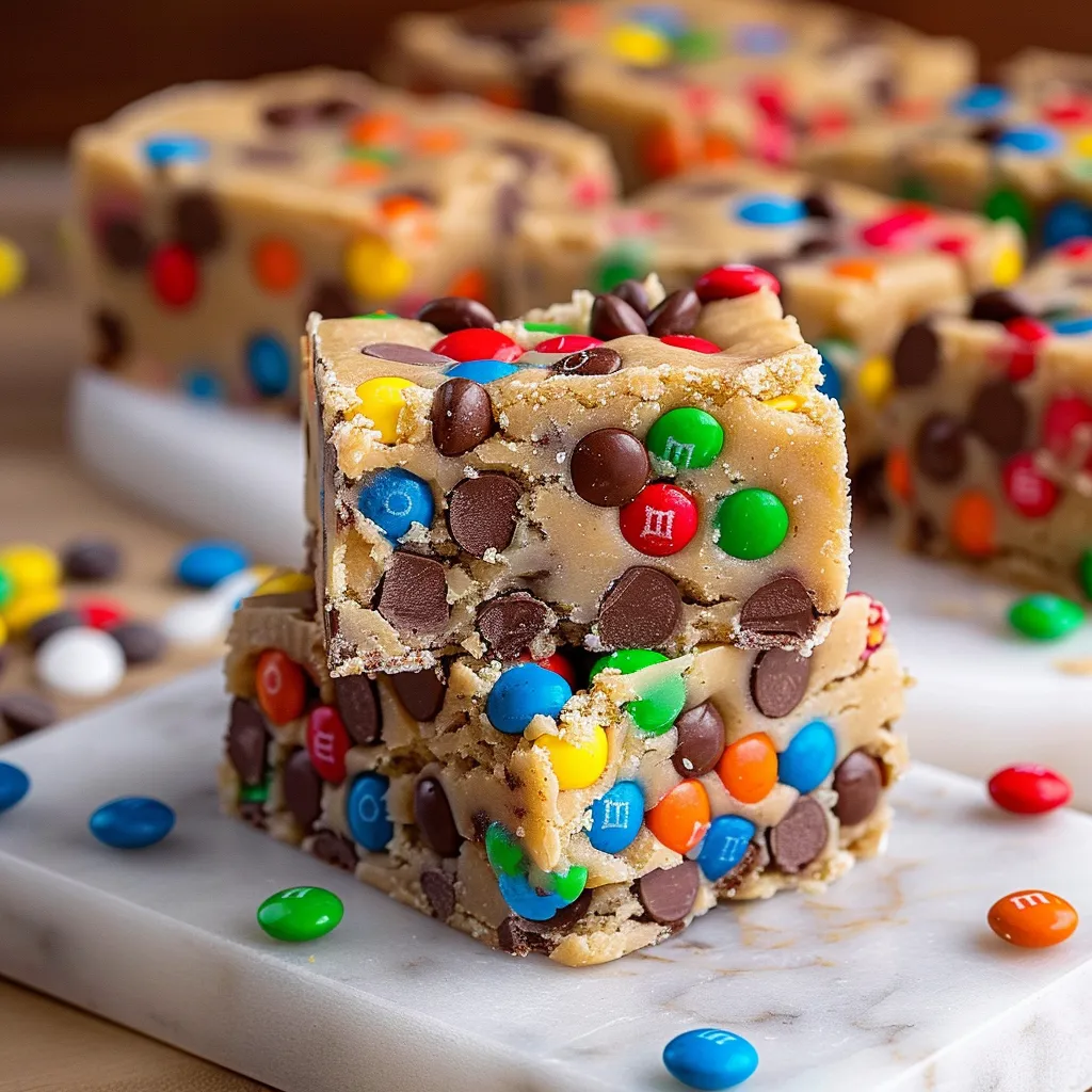 A candy block with M&M's and white chocolate chips.
