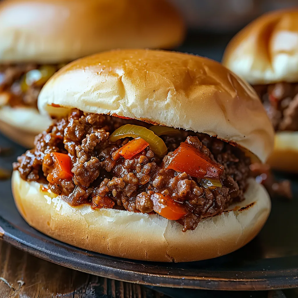 A hearty sandwich filled with savory meat and veggies.