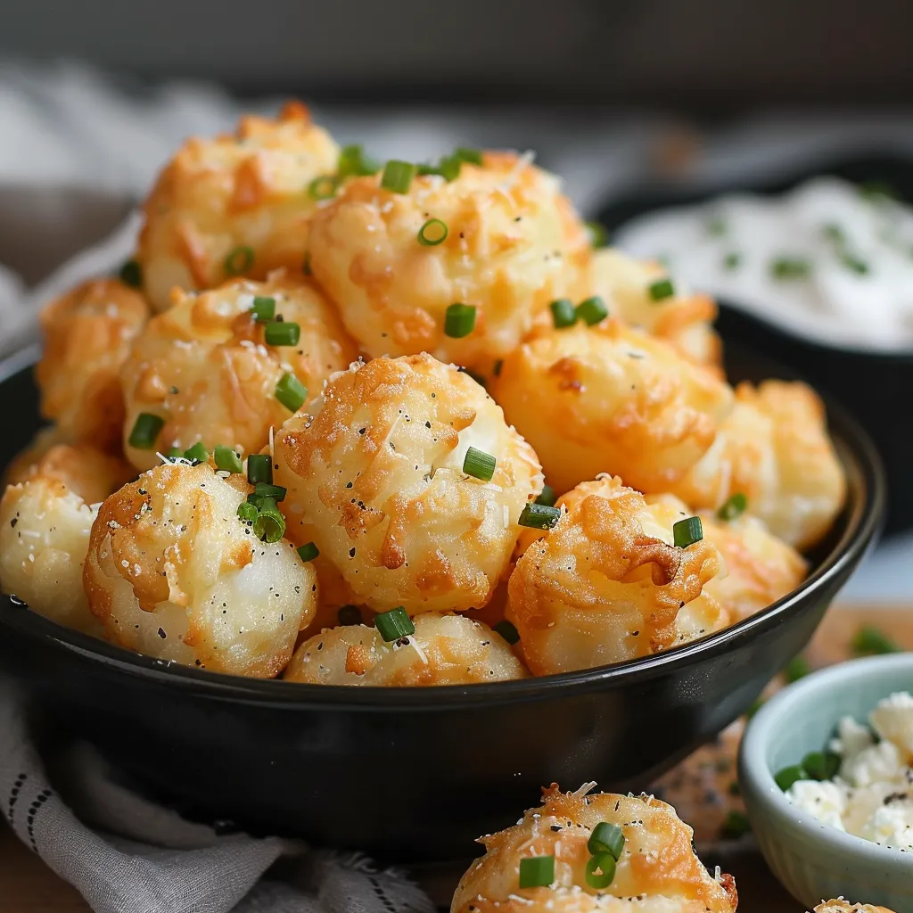 A bowl full of crispy cheese balls.