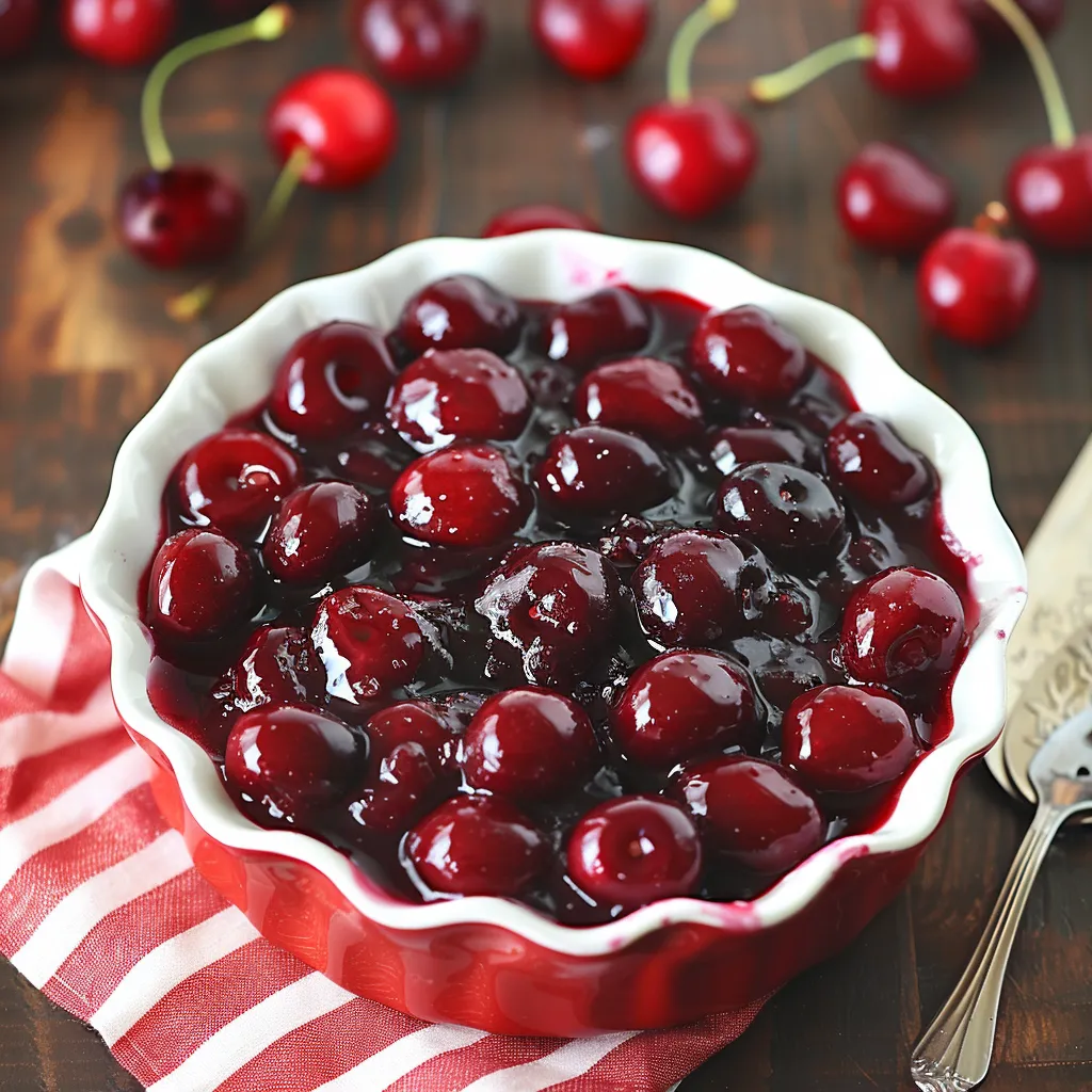 Bowl of fresh cherries sitting in white dish.