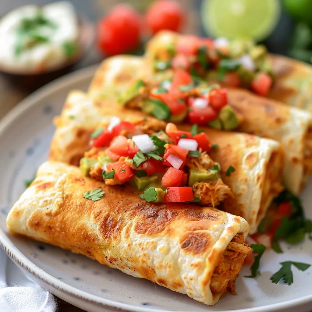 A plate of food with a burrito and a bowl of sour cream.