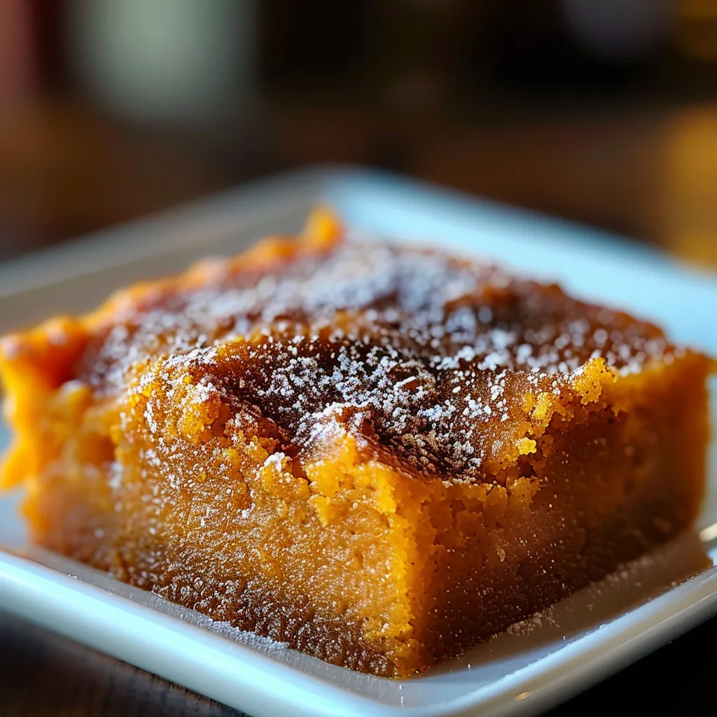 A slice of cake with sugar on top.