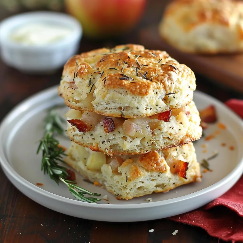 Golden biscuits stacked high with a butter bowl next to them.
