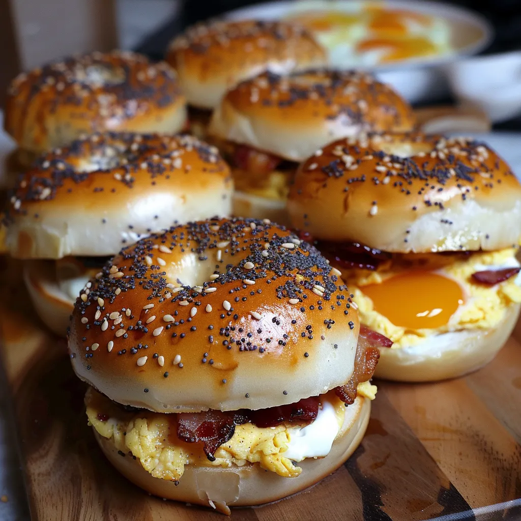 Bagels with bacon and cheese.