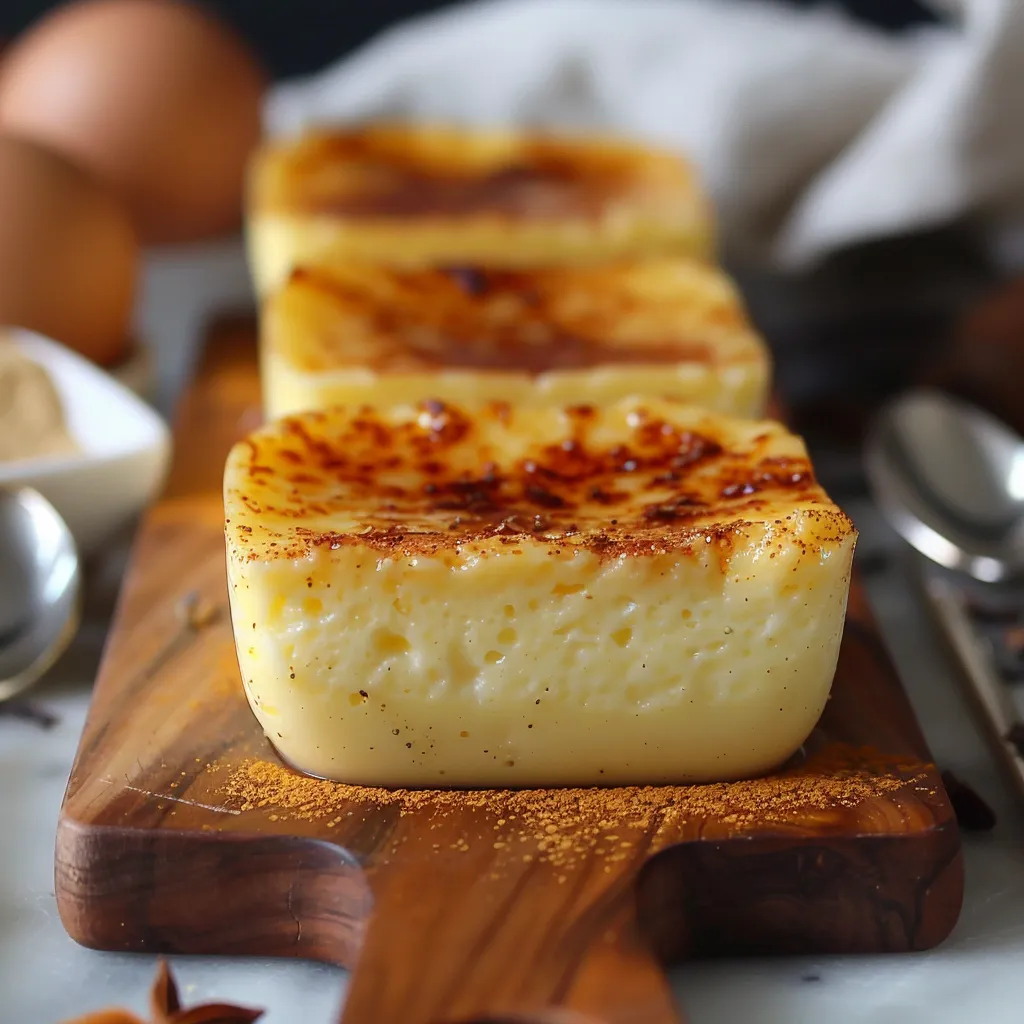 Three pieces of food on a wooden board.