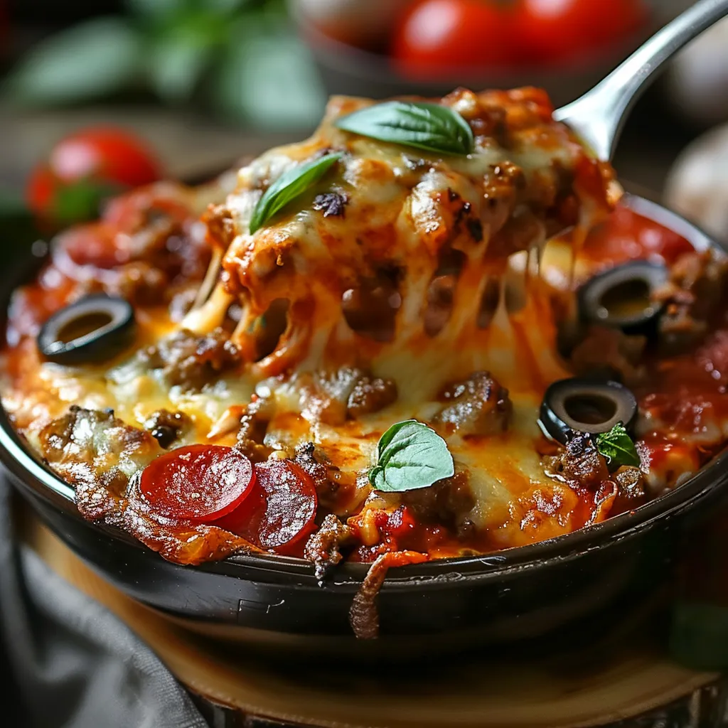 A bowl of food with a spoon in it.