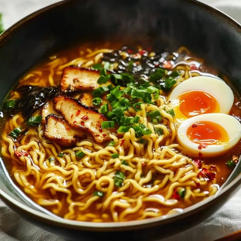 Bold, fragrant noodle dish inspired by Gordon Ramsay, featuring savory broth and crispy topping.