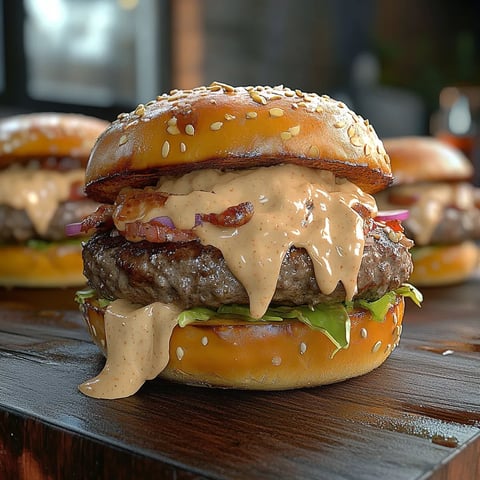 Crispy-edged burgers with a creamy bacon mayo sauce twist.