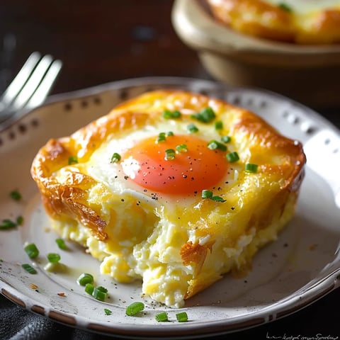 Creamy and cheesy baked eggs for breakfast or brunch.